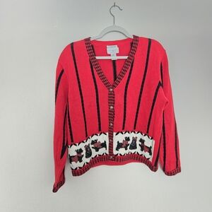 Vintage Scottie Terrier Dog Sweater Hand Embroidered Rare Find Medium